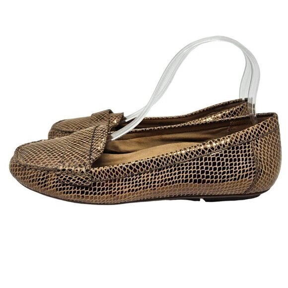 Vionic Larrun Penny Loafers Shoes Gold Women's Size 9.5 Metallic Business Career - Picture 3 of 10